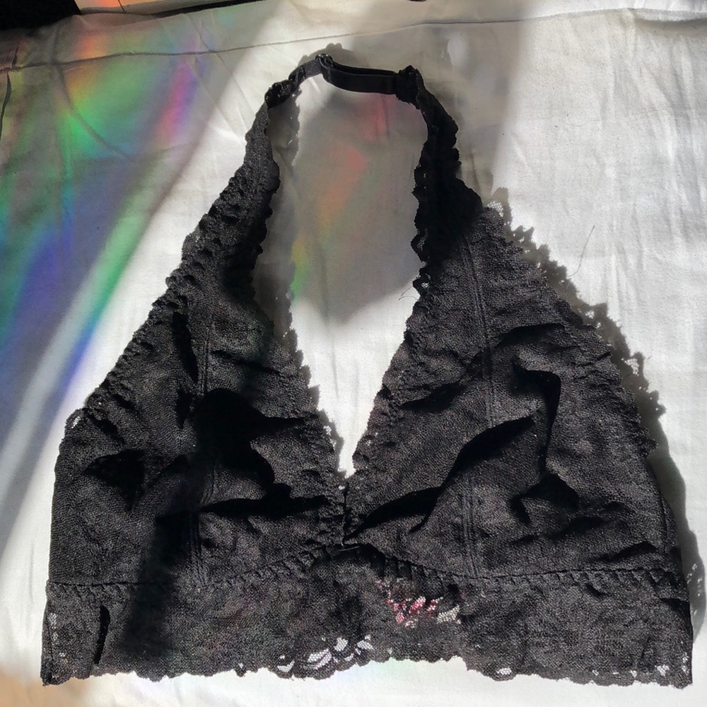 Large black lace bralette pink Victoria’s Secret